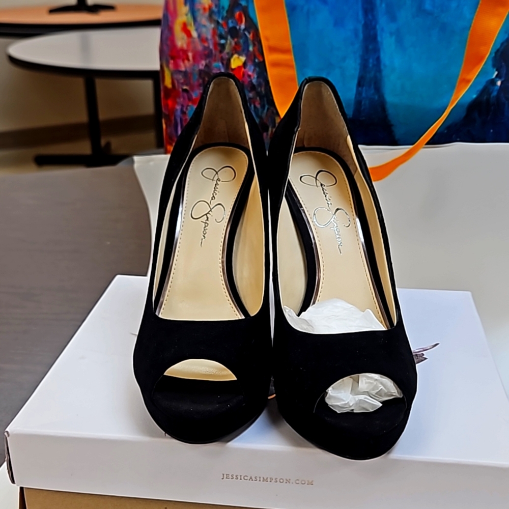 Jessica Simpson black suede heels size 8